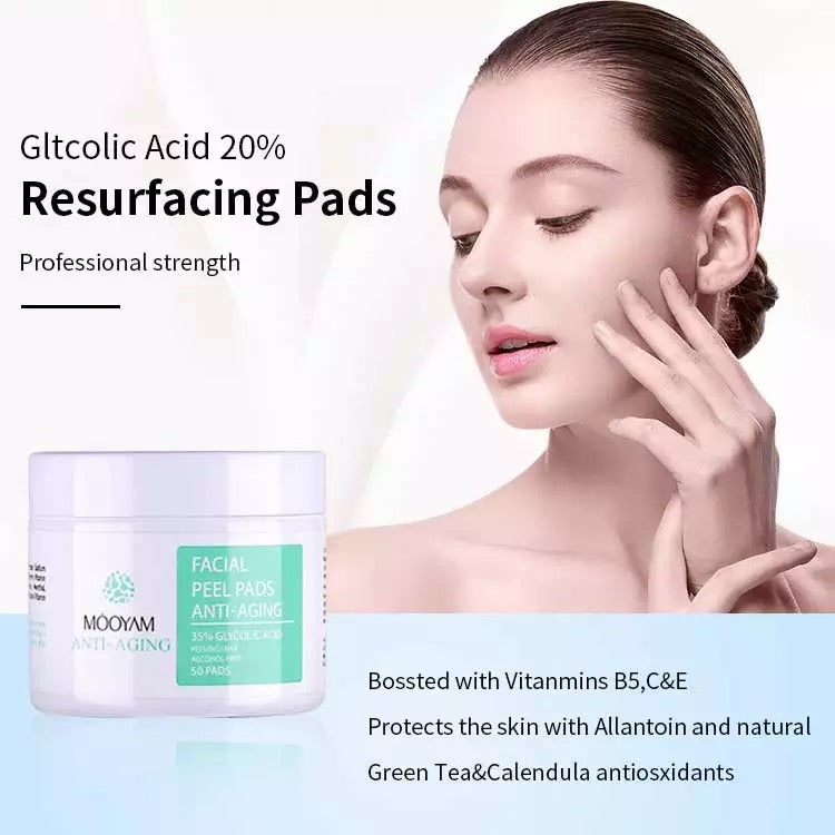 MOOYAM Anti-Aging Facial Peel Pads 35% Glycolic Acid (50 pads)