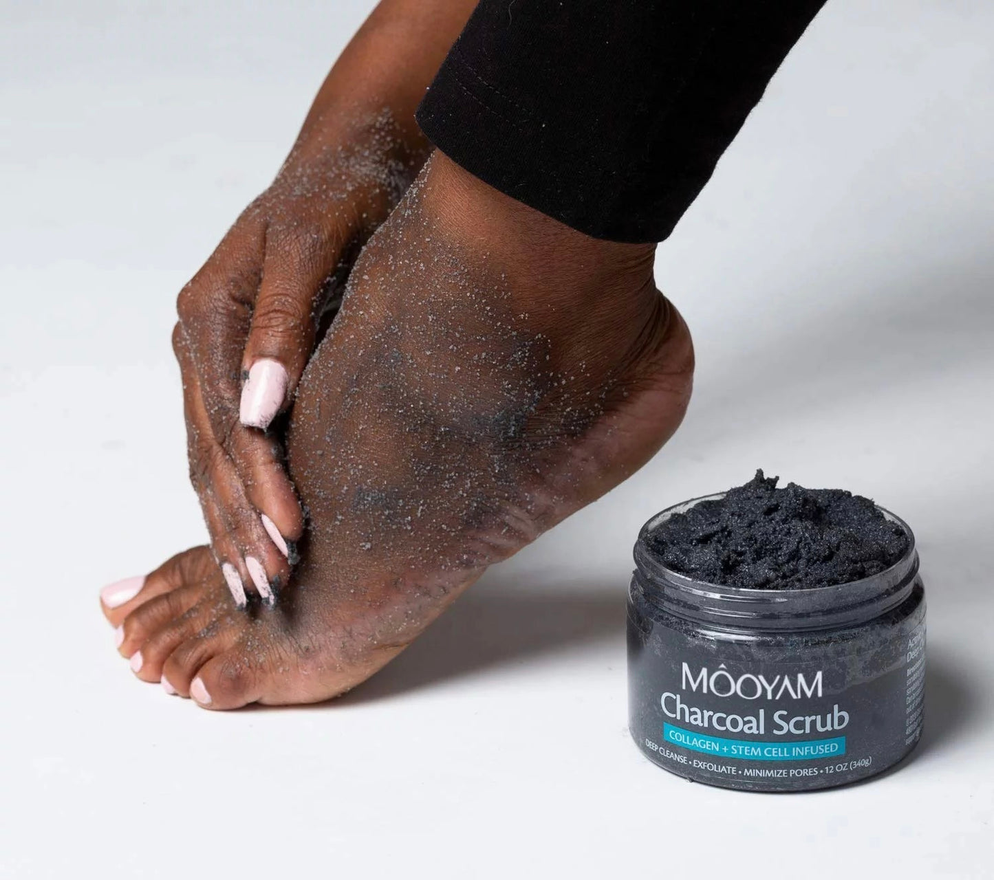 MOOYAM Charcoal Scrub Collagen + Stem Cell Infused for Face/Neck/Body/Hand/Foot/Leg 120 gm