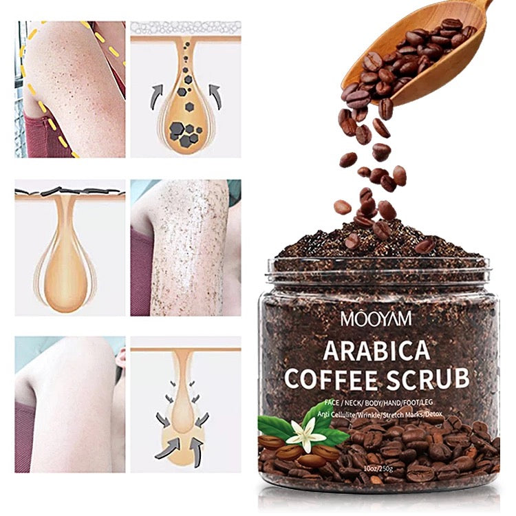 MOOYAM Arabica Dry Coffee Scrub for Face/Neck/Body/Hand/Foot/Leg (250g)