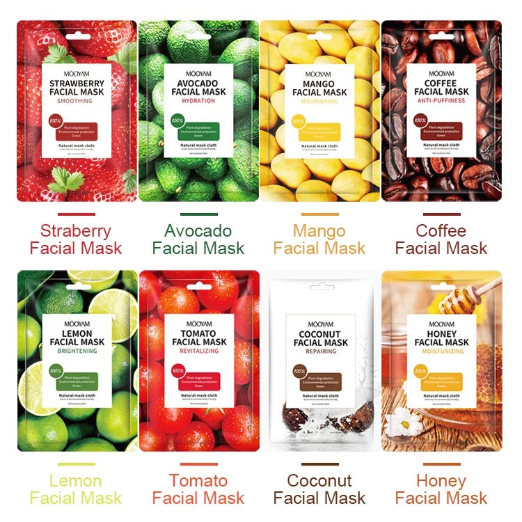 MOOYAM Face Fruit Facial Sheet Mask (Mix Pack of 8)