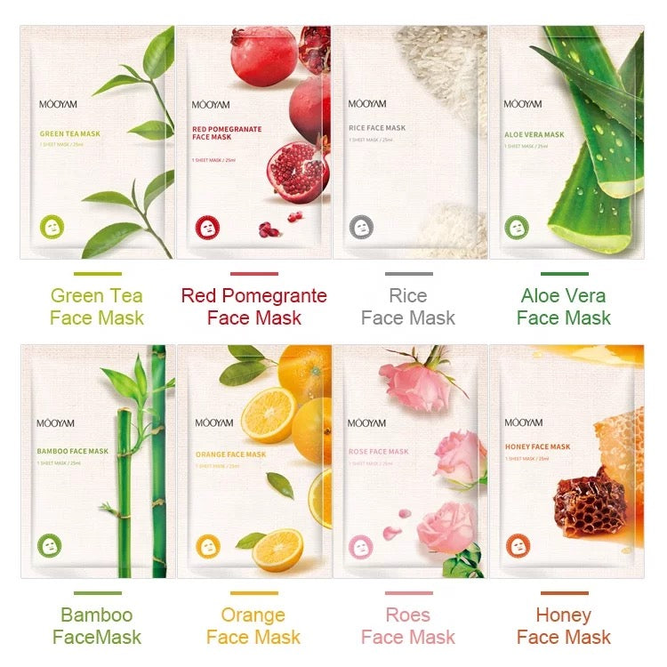 MOOYAM Face Natural Fruit Facial Sheet Mask (Mix Pack of 8)